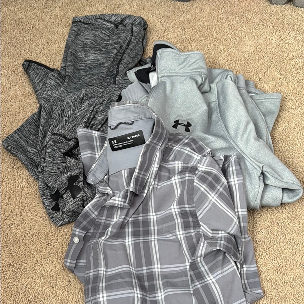 Under Armour Gray Plaid Shirt and Jacket Set
